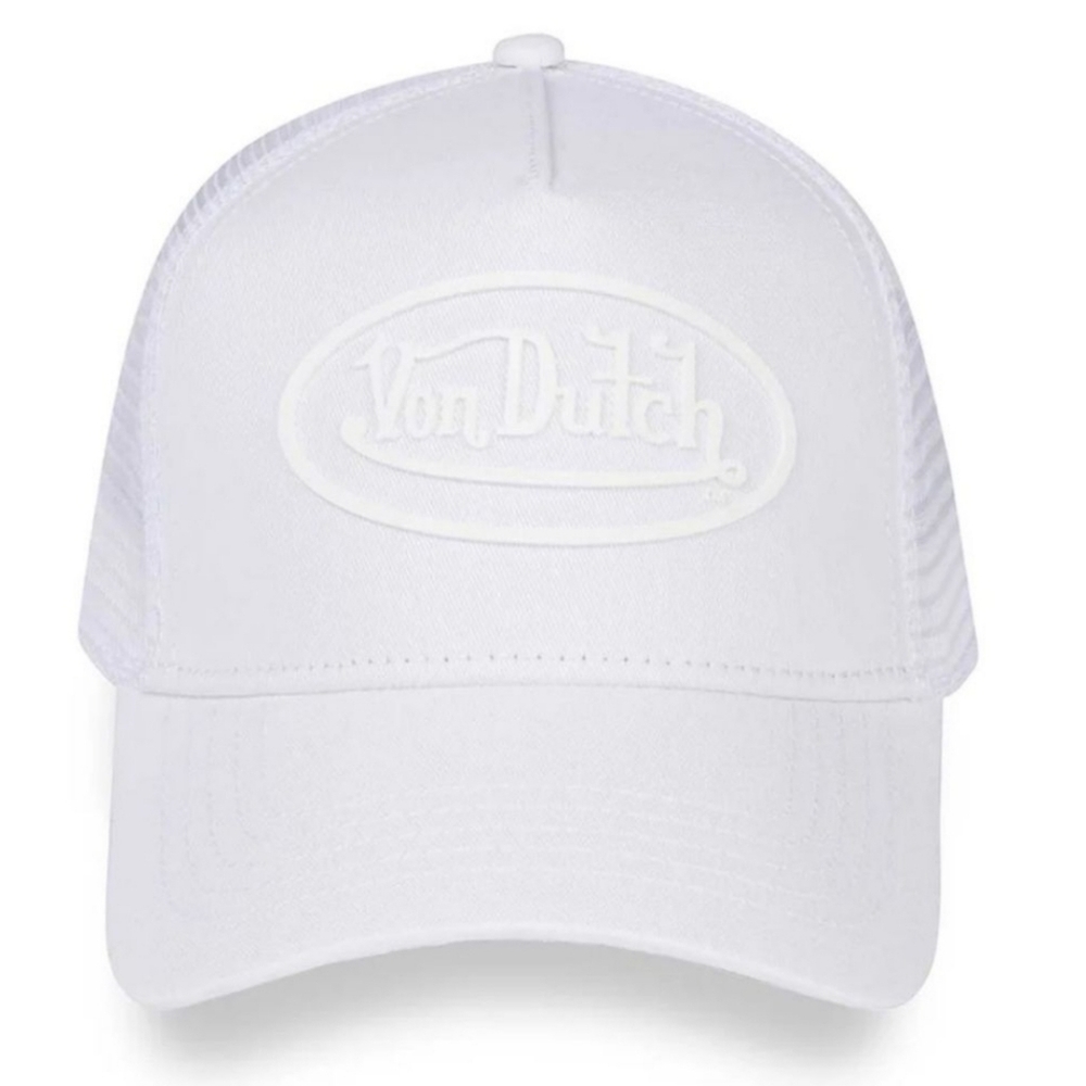 VON DUTCH WHITE RUBBER PATCH LOGO TRUCKER HAT OS Classic Y2K  NWT!